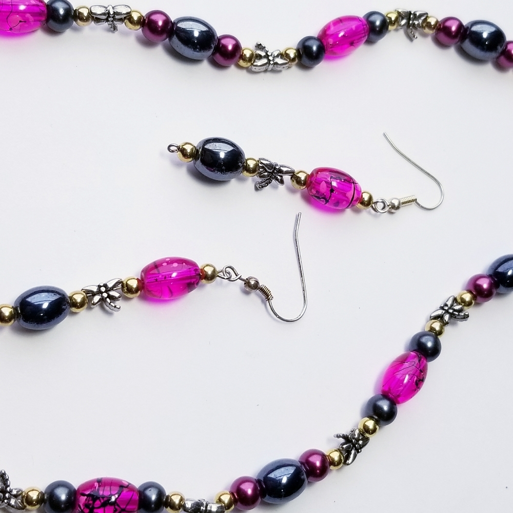 Beaded Necklace & matching earring set